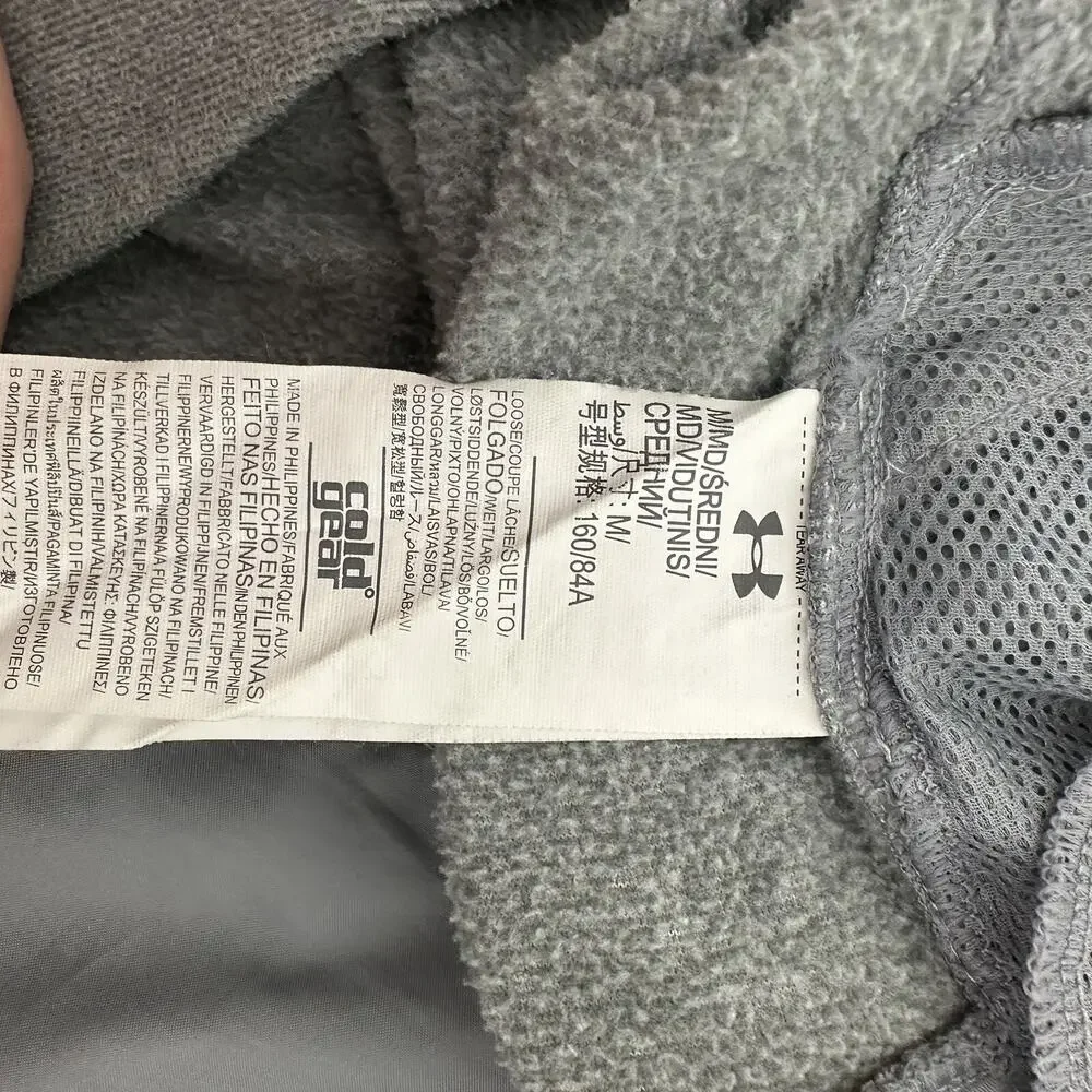 Under Armour Jacket Womens Medium Performance‎ Fleece Gray Loose Zip Cold Gear